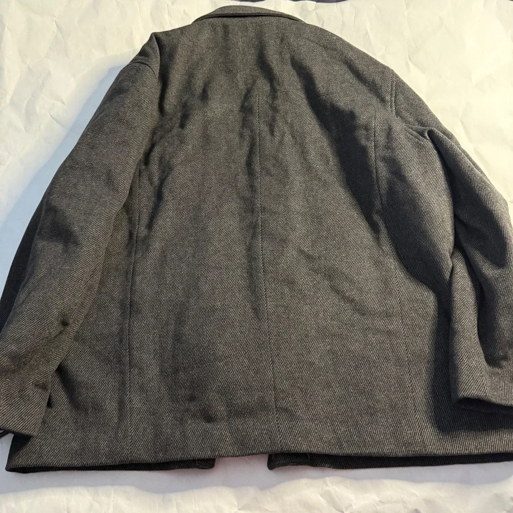 Calvin‎ Klein Mens Charcoal Gray Ribbed Wool Zip Quilted Barn Chore Coat XL